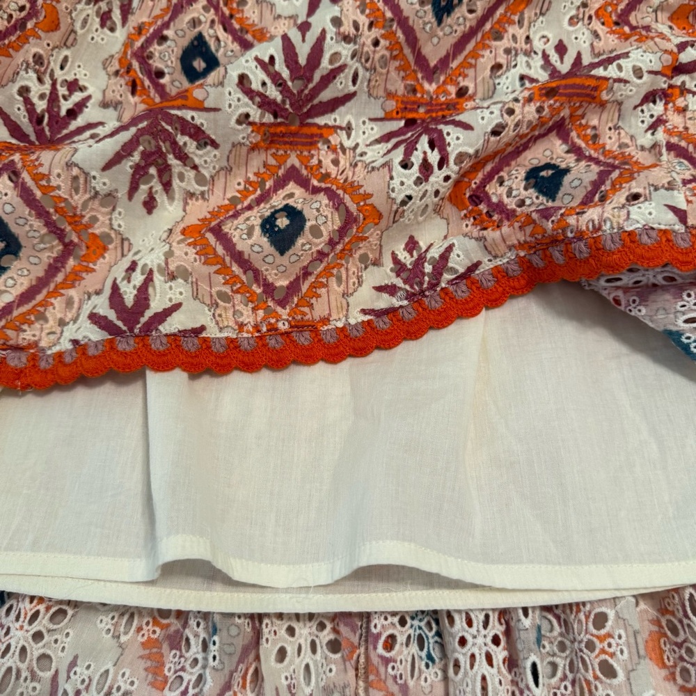 Sundance NWT Annetta Eyelet Tank Sleeveless Dress Orange Multi Colored Lined Sm - Picture 10 of 13